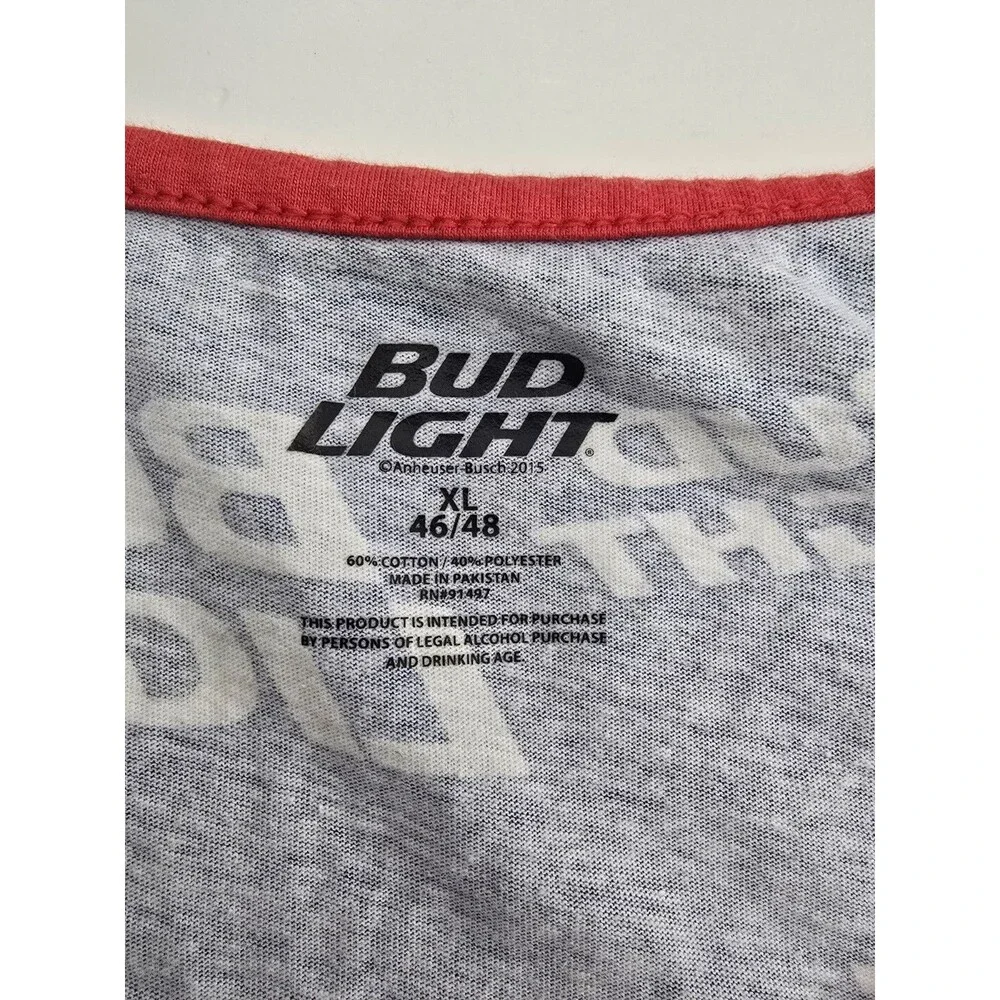 Bud Light Beer Men's Tank Top All Over Print Logo Blue Red Trim Size XL 46/48